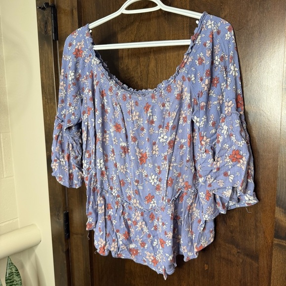 No Comment women's 1x Floral Off-Shoulder
Blouse in Blue Chic Boho Girly Cute - Picture 2 of 11